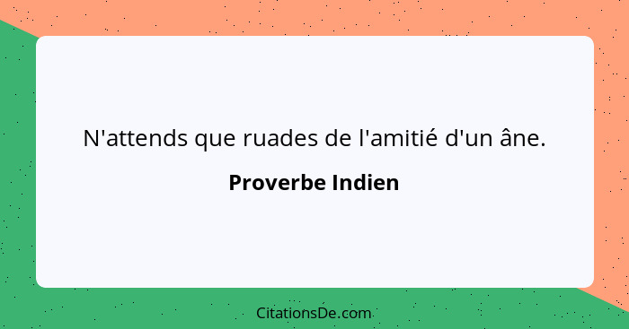 N'attends que ruades de l'amitié d'un âne.... - Proverbe Indien