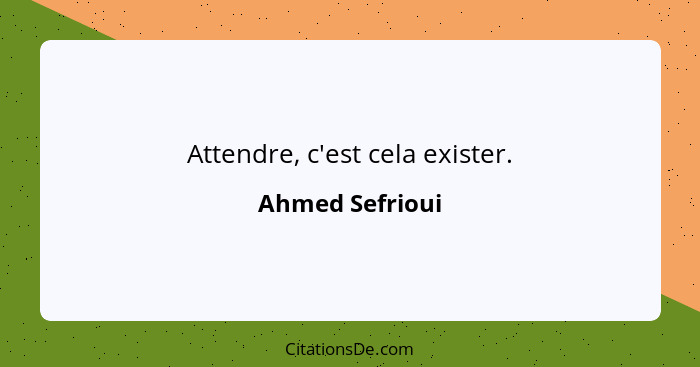 Attendre, c'est cela exister.... - Ahmed Sefrioui