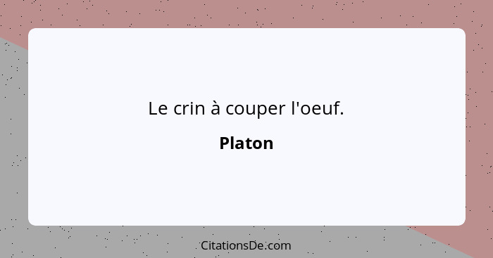 Le crin à couper l'oeuf.... - Platon