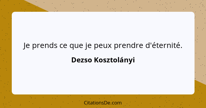 Je prends ce que je peux prendre d'éternité.... - Dezso Kosztolányi