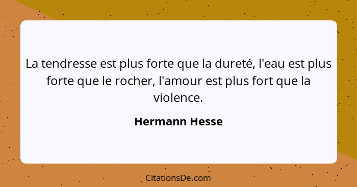 Hermann Hesse La Tendresse Est Plus Forte Que La Durete L