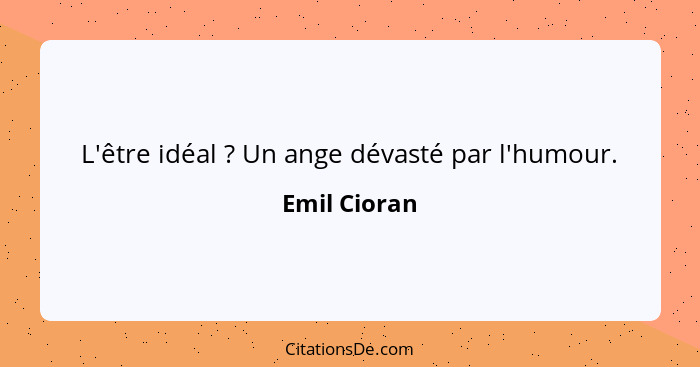 L'être idéal ? Un ange dévasté par l'humour.... - Emil Cioran