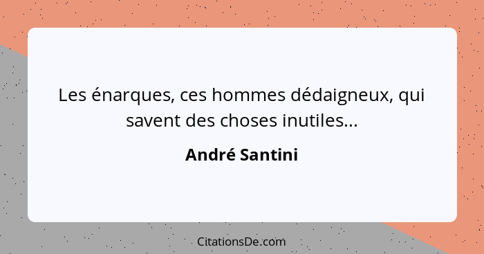 Les énarques, ces hommes dédaigneux, qui savent des choses inutiles...... - André Santini