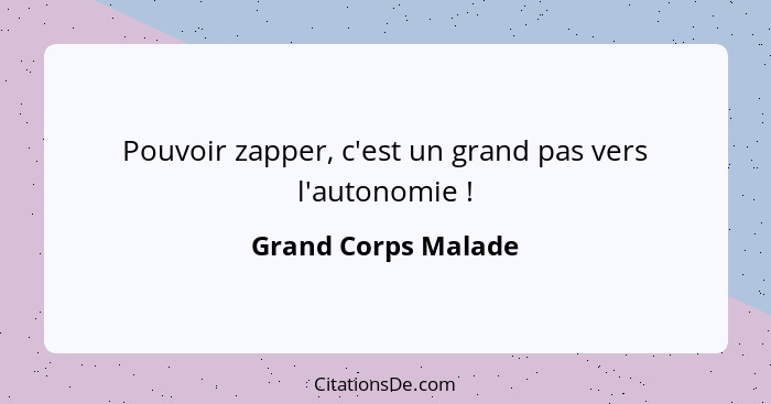 Pouvoir zapper, c'est un grand pas vers l'autonomie !... - Grand Corps Malade