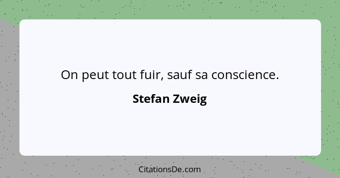 On peut tout fuir, sauf sa conscience.... - Stefan Zweig