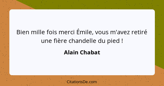 Bien mille fois merci Émile, vous m'avez retiré une fière chandelle du pied !... - Alain Chabat