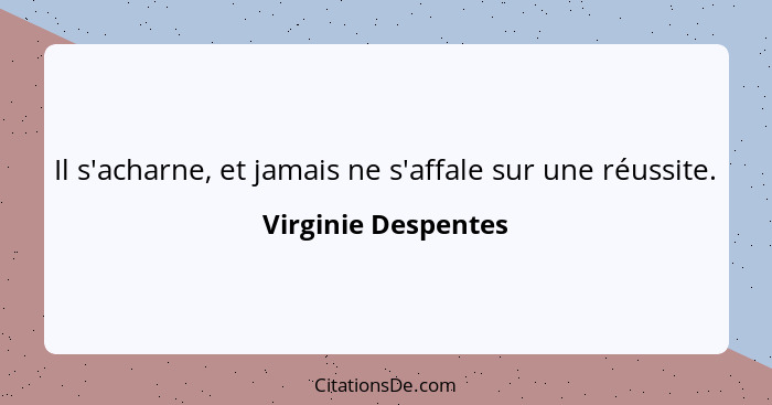 Il s'acharne, et jamais ne s'affale sur une réussite.... - Virginie Despentes