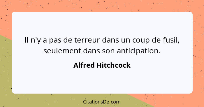 Il n'y a pas de terreur dans un coup de fusil, seulement dans son anticipation.... - Alfred Hitchcock