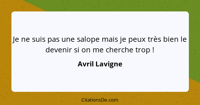 Je ne suis pas une salope mais je peux très bien le devenir si on me cherche trop !... - Avril Lavigne