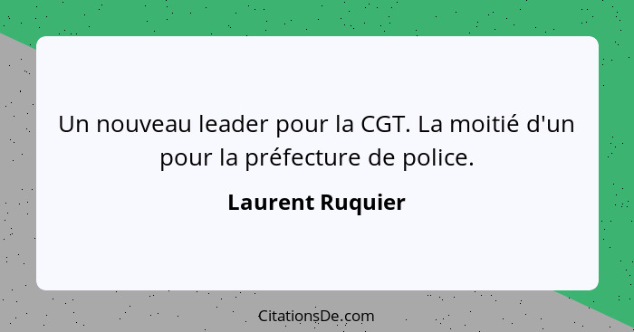 Un nouveau leader pour la CGT. La moitié d'un pour la préfecture de police.... - Laurent Ruquier