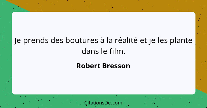 Je prends des boutures à la réalité et je les plante dans le film.... - Robert Bresson