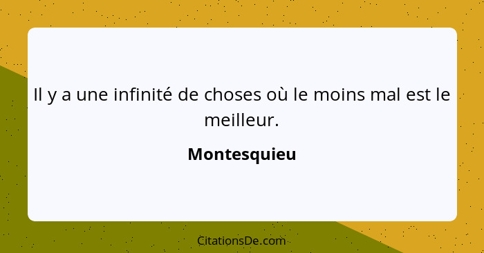 Il y a une infinité de choses où le moins mal est le meilleur.... - Montesquieu