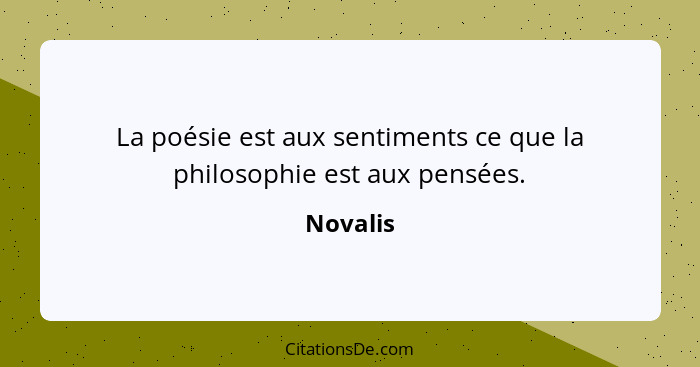 La poésie est aux sentiments ce que la philosophie est aux pensées.... - Novalis