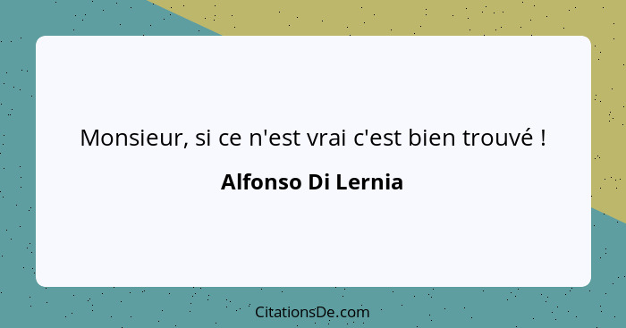 Monsieur, si ce n'est vrai c'est bien trouvé !... - Alfonso Di Lernia