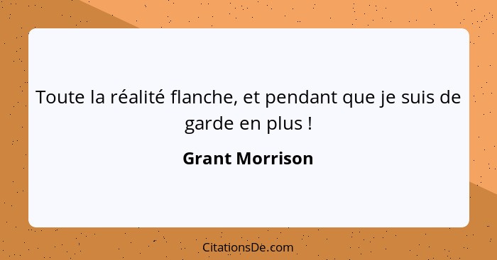 Toute la réalité flanche, et pendant que je suis de garde en plus !... - Grant Morrison