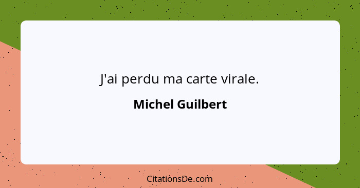 J'ai perdu ma carte virale.... - Michel Guilbert