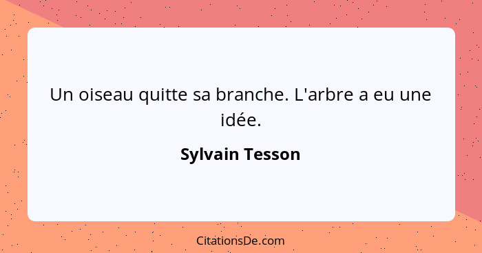 Un oiseau quitte sa branche. L'arbre a eu une idée.... - Sylvain Tesson