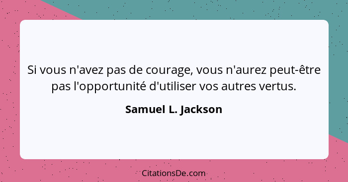 Si vous n'avez pas de courage, vous n'aurez peut-être pas l'opportunité d'utiliser vos autres vertus.... - Samuel L. Jackson