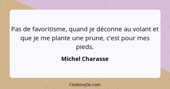 Pas de favoritisme, quand je déconne au volant et que je me plante une prune, c'est pour mes pieds.... - Michel Charasse