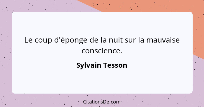 Le coup d'éponge de la nuit sur la mauvaise conscience.... - Sylvain Tesson