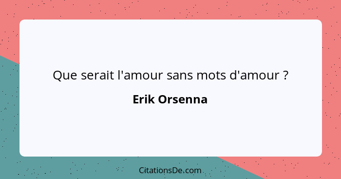 Que serait l'amour sans mots d'amour ?... - Erik Orsenna