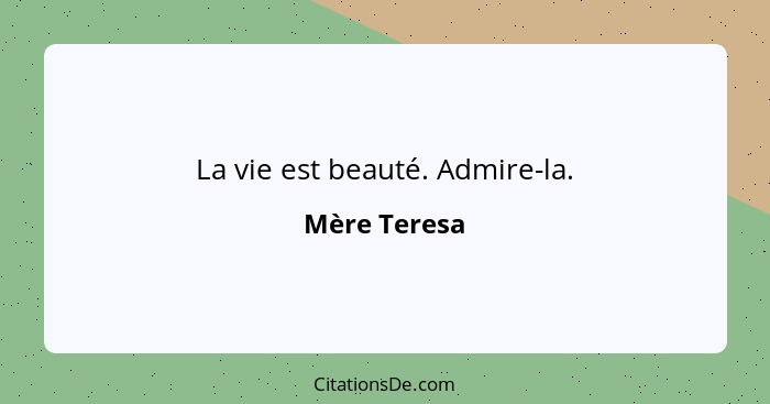 Mere Teresa La Vie Est Beaute Admire La