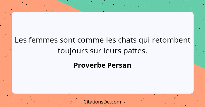 Les femmes sont comme les chats qui retombent toujours sur leurs pattes.... - Proverbe Persan