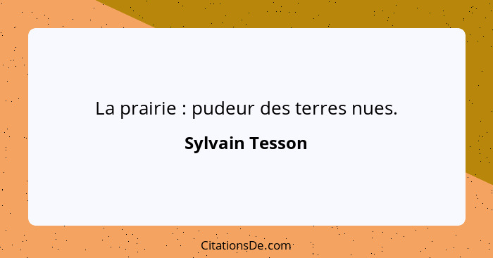 La prairie : pudeur des terres nues.... - Sylvain Tesson