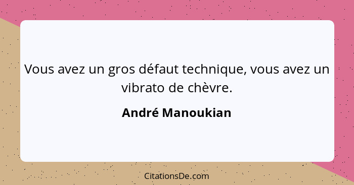 Vous avez un gros défaut technique, vous avez un vibrato de chèvre.... - André Manoukian