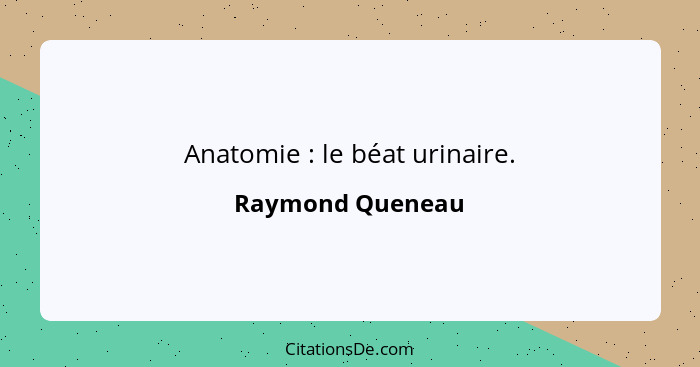 Anatomie : le béat urinaire.... - Raymond Queneau