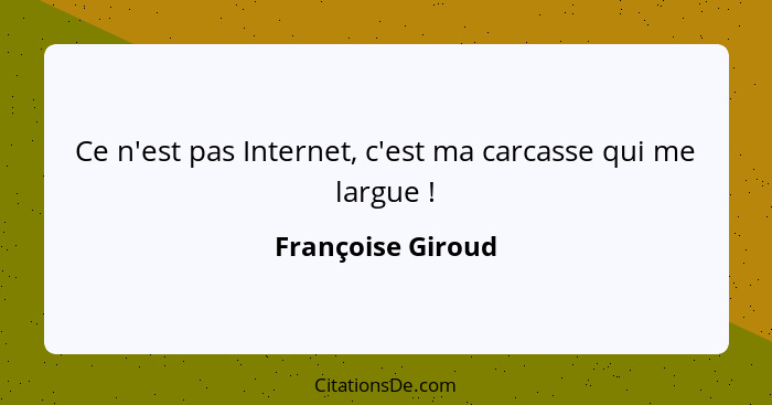 Ce n'est pas Internet, c'est ma carcasse qui me largue !... - Françoise Giroud