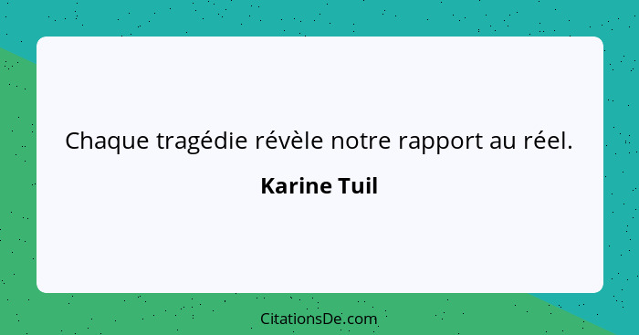 Chaque tragédie révèle notre rapport au réel.... - Karine Tuil