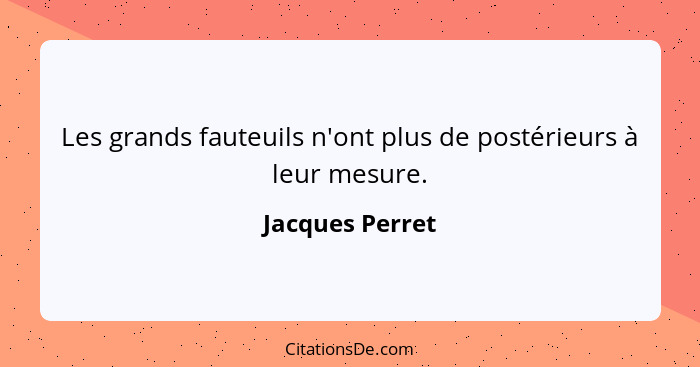 Les grands fauteuils n'ont plus de postérieurs à leur mesure.... - Jacques Perret