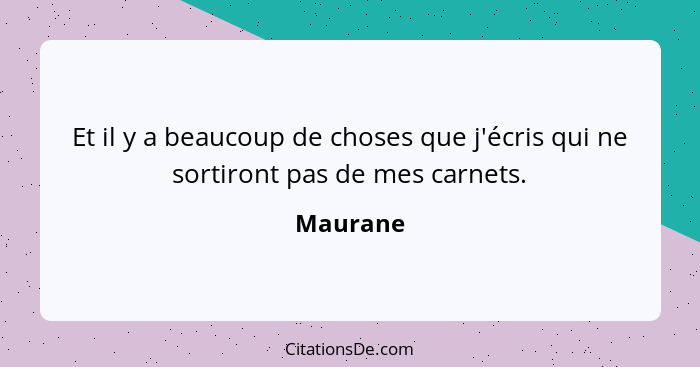 Et il y a beaucoup de choses que j'écris qui ne sortiront pas de mes carnets.... - Maurane