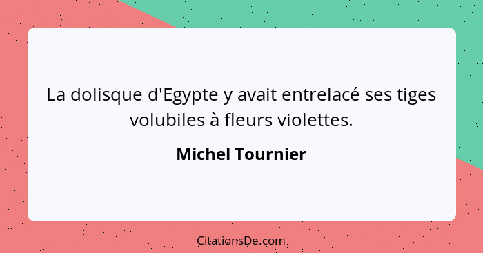 La dolisque d'Egypte y avait entrelacé ses tiges volubiles à fleurs violettes.... - Michel Tournier