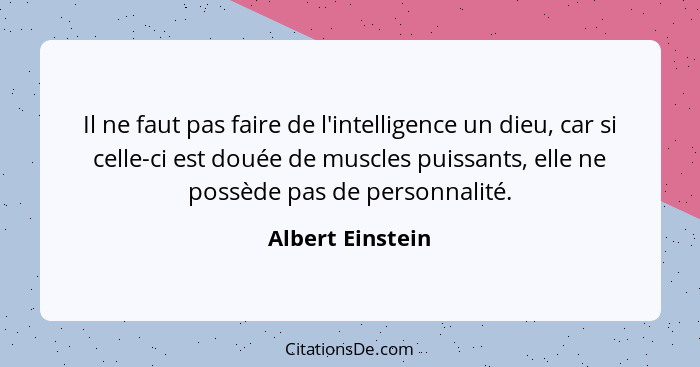 Albert Einstein Il Ne Faut Pas Faire De L Intelligence Un