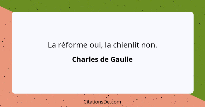 La réforme oui, la chienlit non.... - Charles de Gaulle