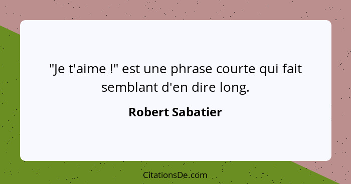 "Je t'aime !" est une phrase courte qui fait semblant d'en dire long.... - Robert Sabatier