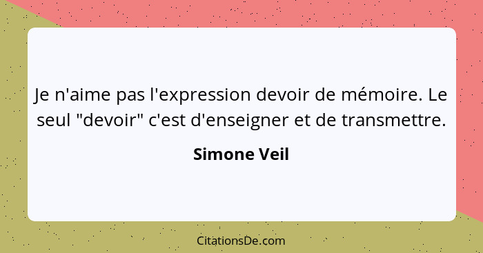 Simone Veil Je N Aime Pas L Expression Devoir De Memoire