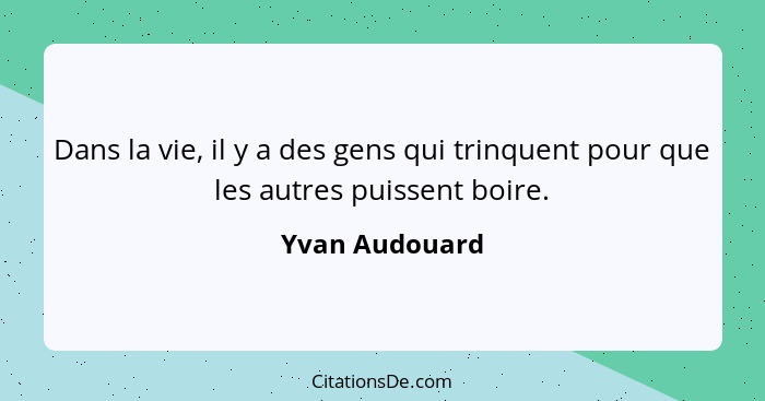 Dans la vie, il y a des gens qui trinquent pour que les autres puissent boire.... - Yvan Audouard