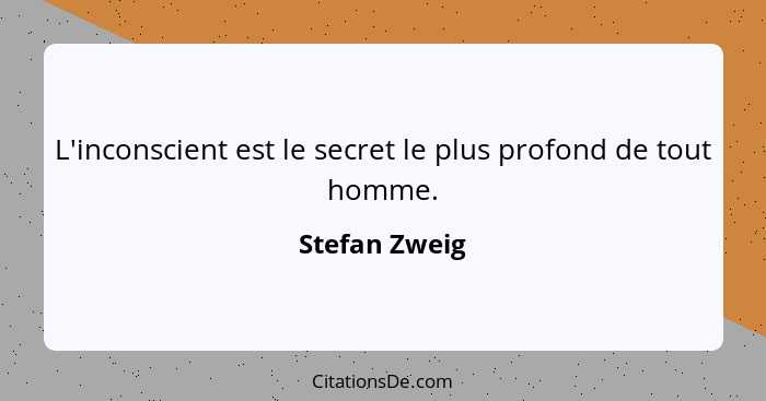 L'inconscient est le secret le plus profond de tout homme.... - Stefan Zweig