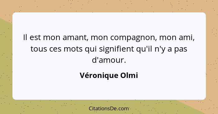 Il est mon amant, mon compagnon, mon ami, tous ces mots qui signifient qu'il n'y a pas d'amour.... - Véronique Olmi