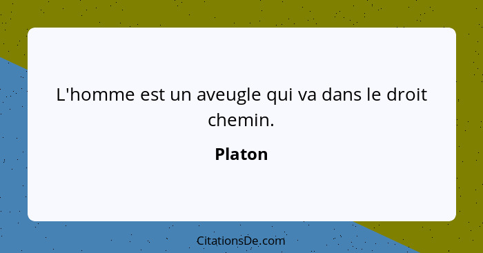 L'homme est un aveugle qui va dans le droit chemin.... - Platon