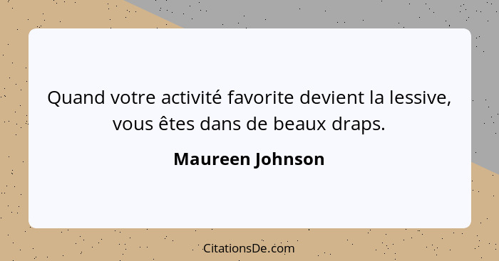 Quand votre activité favorite devient la lessive, vous êtes dans de beaux draps.... - Maureen Johnson