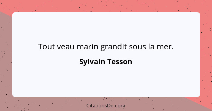 Tout veau marin grandit sous la mer.... - Sylvain Tesson