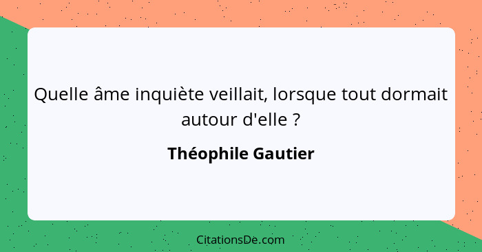 Quelle âme inquiète veillait, lorsque tout dormait autour d'elle ?... - Théophile Gautier