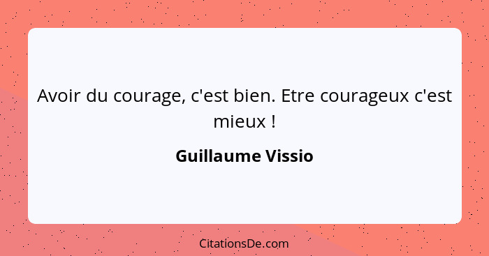 Avoir du courage, c'est bien. Etre courageux c'est mieux !... - Guillaume Vissio