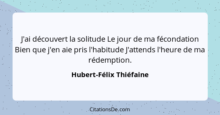 Hubert Felix Thiefaine J Ai Decouvert La Solitude Le Jour