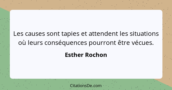 Les causes sont tapies et attendent les situations où leurs conséquences pourront être vécues.... - Esther Rochon