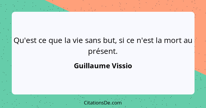 Qu'est ce que la vie sans but, si ce n'est la mort au présent.... - Guillaume Vissio